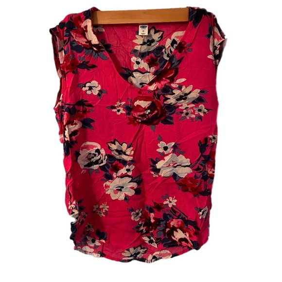 Old Navy Tops - Old Navy Floral Blouse Womens XS Pink Excellent V-Neck Sleeveless Rayon Top